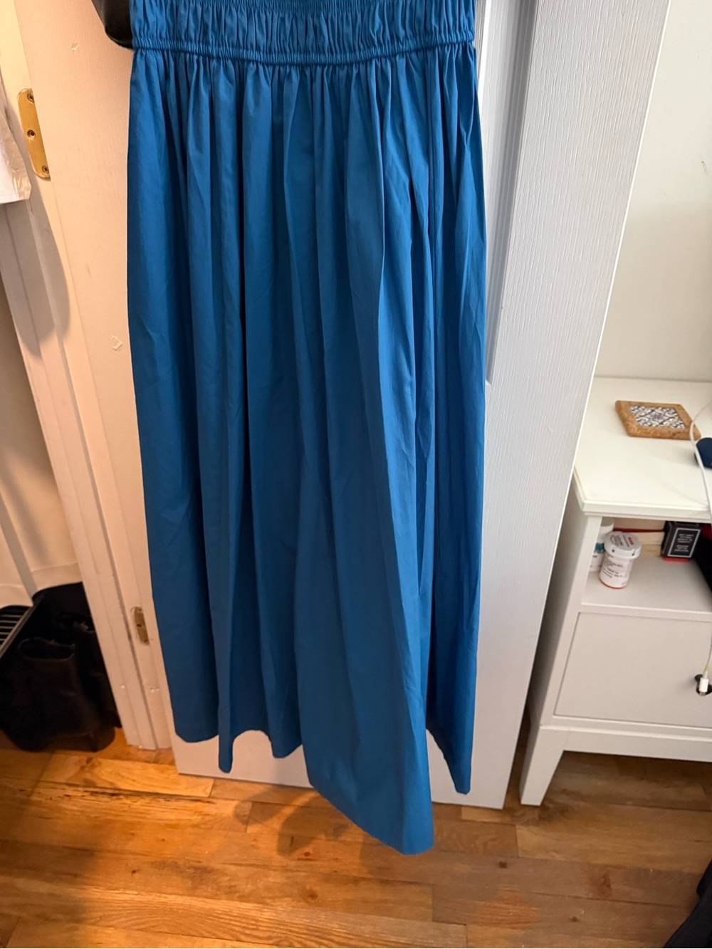 Doen Bright Blue Tie-Front Peasant Dress S Quinn Pristine - Picture 2 of 7